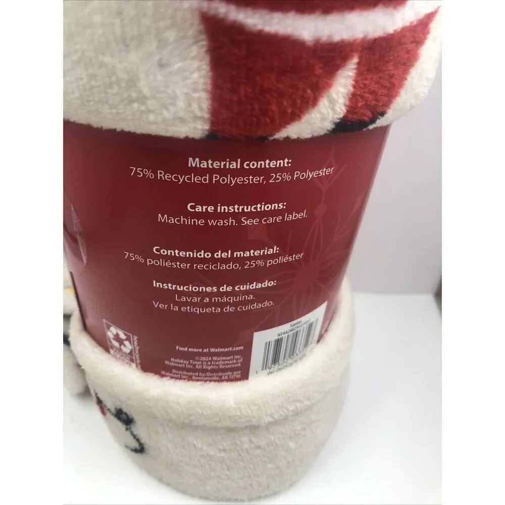 Holiday Time All Over Santas  Plush Throw 50 In X 60 In